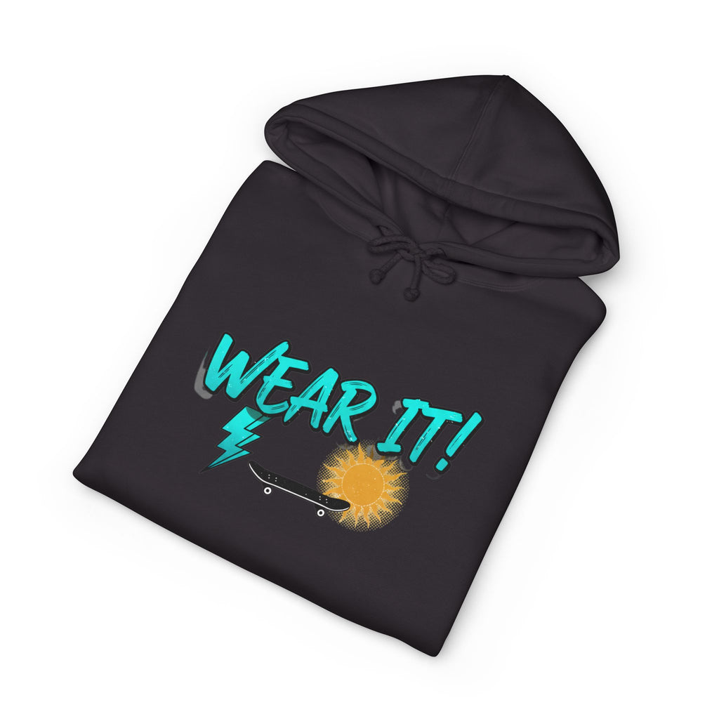Wear It! Hoodie — Retro Lightning & Sun Graphic Pullover