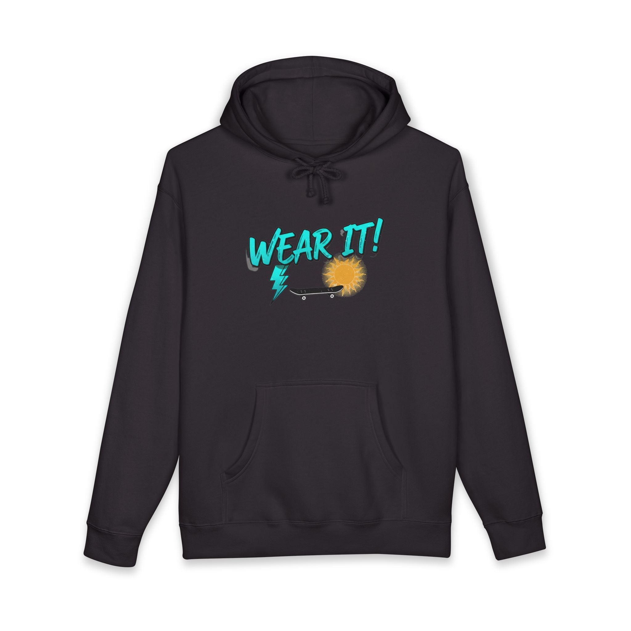 Wear It! Hoodie — Retro Lightning & Sun Graphic Pullover